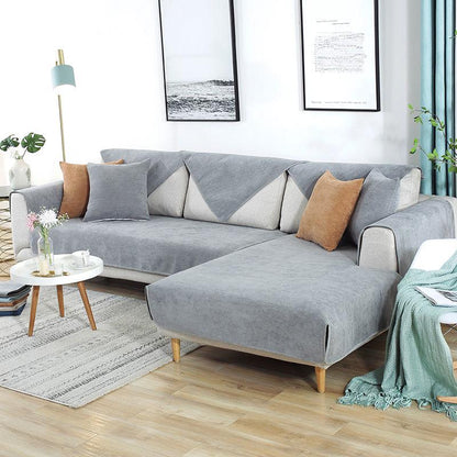 Original Nordic Style Sofa Cover Solid Flannel Couch Cover Non-slip Slipcover Furniture Protector