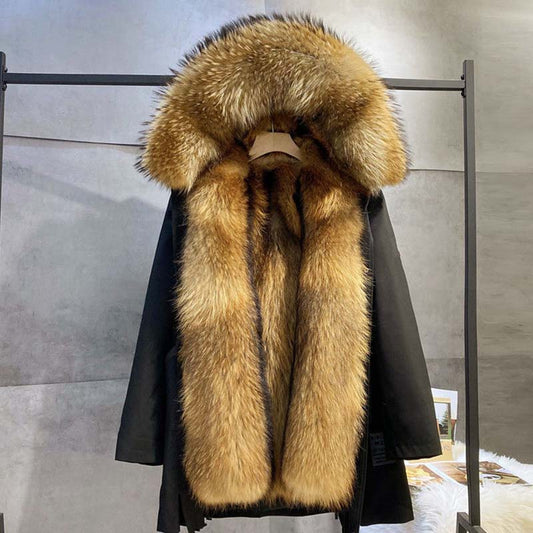 Pai Overcome Women's Fur One-piece Liner Detachable Winter Jacket Plus Velvet Thickening Anti-season Imitation Fur Coat