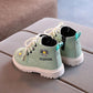 Children's Martin Boots Girls Autumn Little Fresh Sewing Flowers Princess Boots Children Solid Color Casual Short Boots