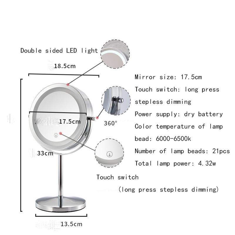 European Desktop Mirror Charging High Definition Dressing Mirror Convenient Mobile LED Dressing Mirror Fill Mirror Beauty Mirror