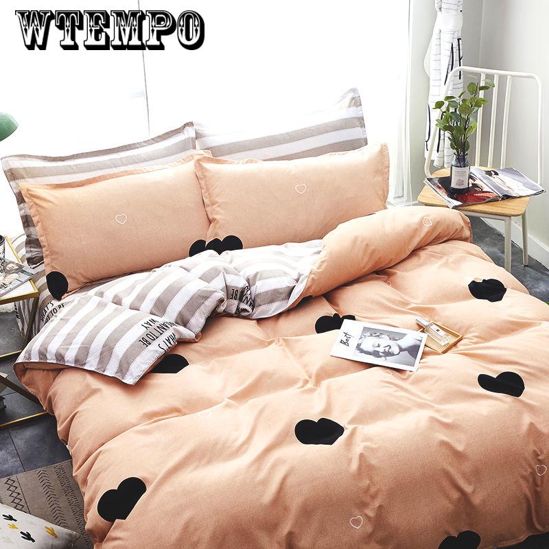 4Pcs Concise Bedding Set Duvet Cover Sets Linen Bed Sets Rose Include Bed Sheet