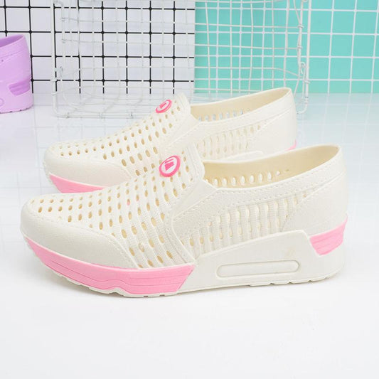 Summer White Thick-soled Girls Sandals Hollow Baotou Hole Shoes Breathable Beach Shoes Waterproof Non-slip Sunny Rain Boots