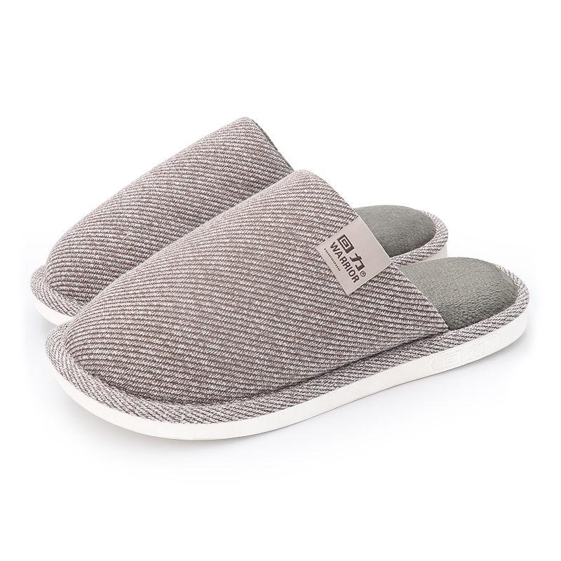 Autumn Winter Home Warm Plush Cotton Slippers Men's Simple Home Bedroom Anti-skid Thick Sole Cotton Slippers