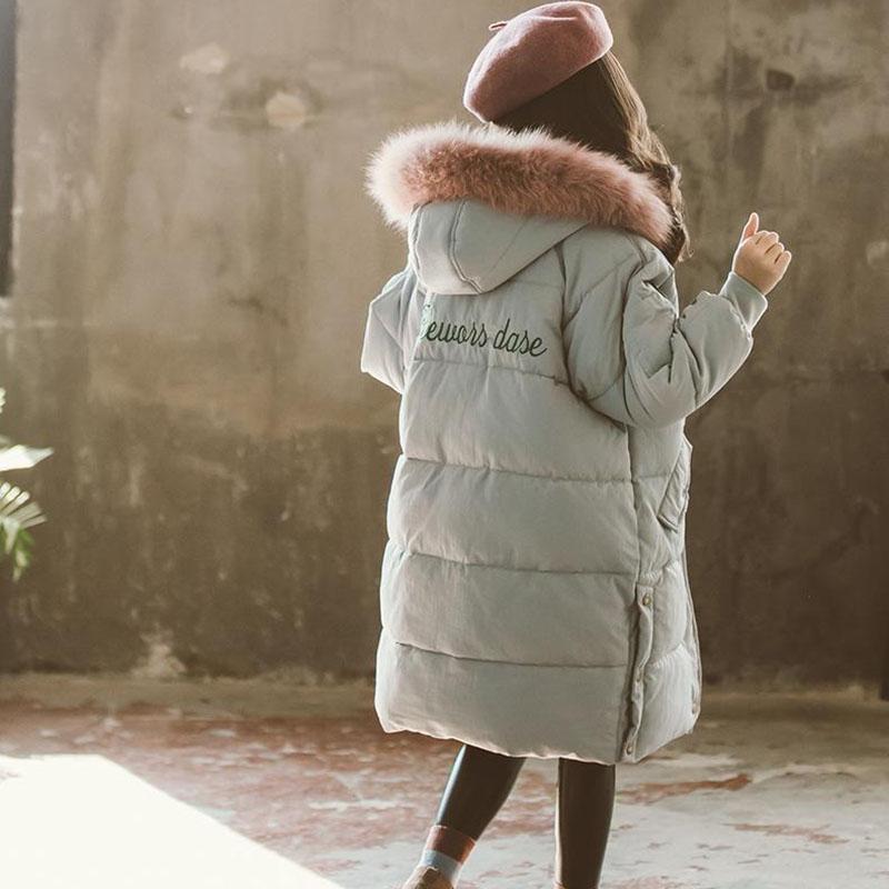 Girls' Warm Cotton Clothes Korean Version Plus Velvet Thick Down Padded Coat Windproof Winter Clothes