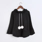 Spring and Autumn Cotton Sweater Hooded Thick Top Loose Bf Cape Bat Shirt