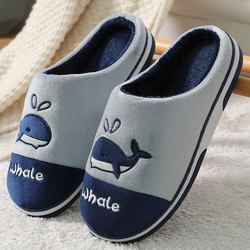 Autumn and Winter Cotton Slippers Men's and Women's Slippers Indoor Warmth Flat-bottomed Cotton Shoes with Bear Pattern