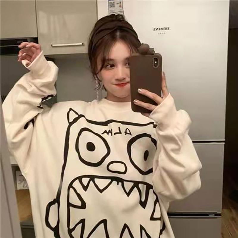 Monster Women's Long Sleeve Sweatshirts Girls Pullovers Fashion Jackets Tops Casual Sweaters