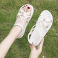 Summer Women's Bohemian Sandals Non-slip Slope Heel Korean Casual Sandals All-match Handmade Beaded Flat Sandals