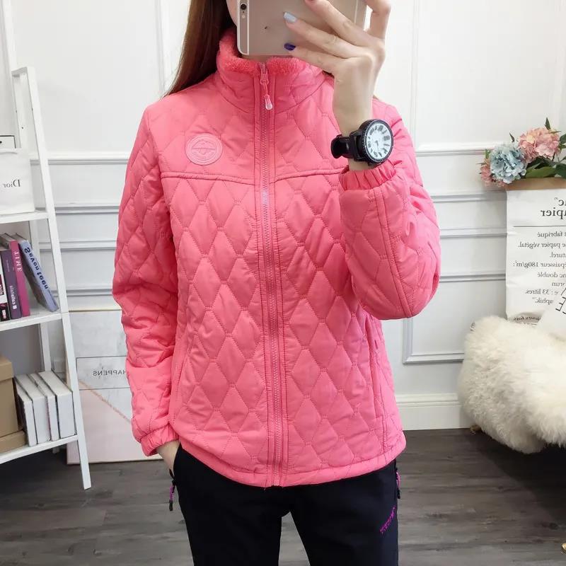 Outdoor Polar Fleece Jacket Winter Plus Velvet Thickened Warmth Short Stand-up Collar Waterproof and Windproof Jacket Suitable for Women