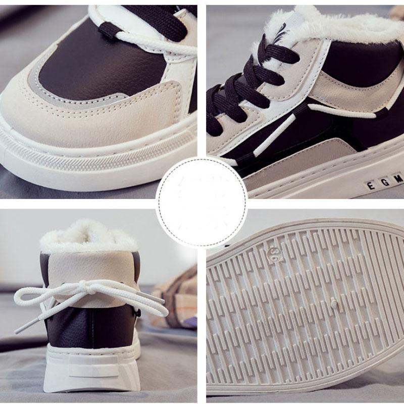 Winter High-top Plus Velvet Keep Warm and Comfortable White Shoes for Women All-match Sports and Leisure Cotton Shoes Sneakers