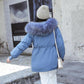 Winter Fashion Fur Collar Women's Padded Coat Outdoor Thick Windproof Warm Loose Mid-length Coat