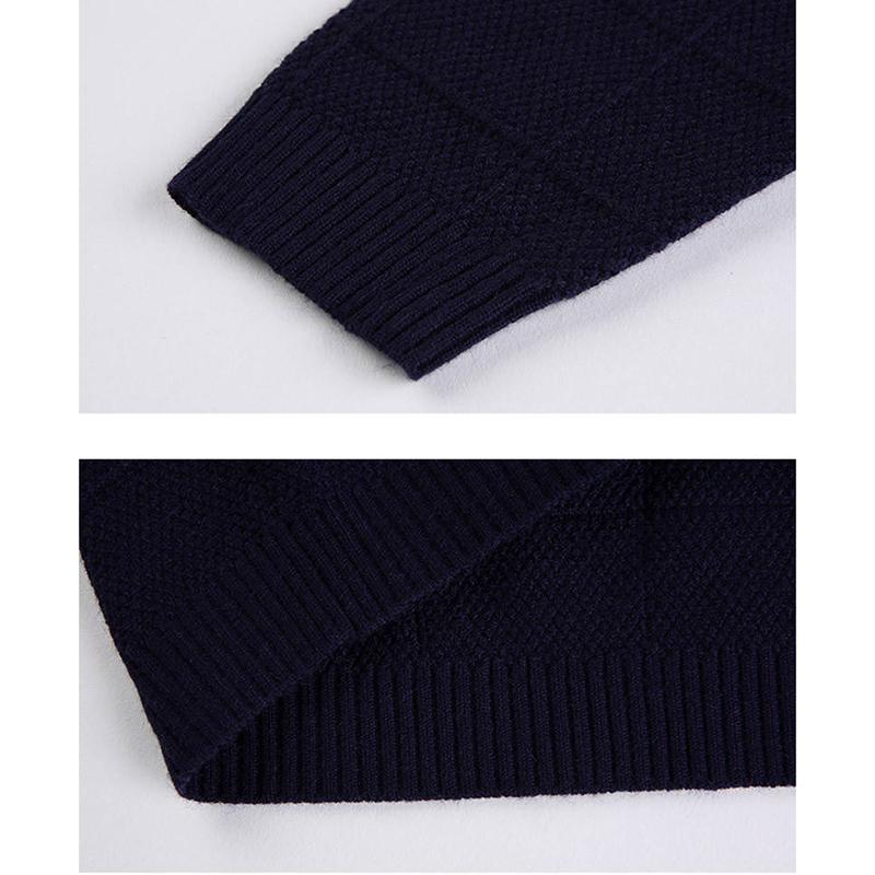 2019 Autumn Winter Warm Wool Sweaters Casual Patchwork V-neck Pullover Men Brand Slim Fit Sweater