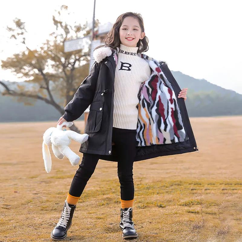 Girls Keep Warm Winter Thick Detachable Liner Jacket Plush Thick Windproof Cotton Clothing