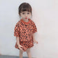 Girls' New Leopard Print Baby Summer Indoor Air-conditioning Suit Short-sleeved Shorts 2-piece Set