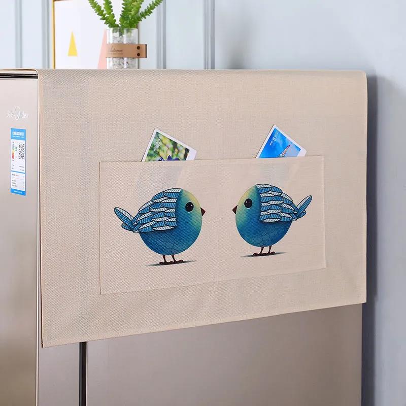 Refrigerator Cover Cloth Cotton Linen Waterproof and Dustproof Cover Towel Refrigerator Cover