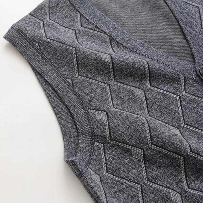 Middle-aged and Elderly Men's Clothing Increase Fat Vest Dad Autumn and Winter Knitted V-neck Loose Cardigan Waistcoat Vest Sweater
