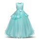 Girls Long Princess Dress Skirt Mopping Dress Net Gauze Tutu Skirt Floral Middle-aged Child Dress Performance Dress