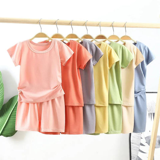 Modal Children's Short-sleeved Sports Summer Suit Boys and Girls Short-sleeved Shorts Casual Loose Suit