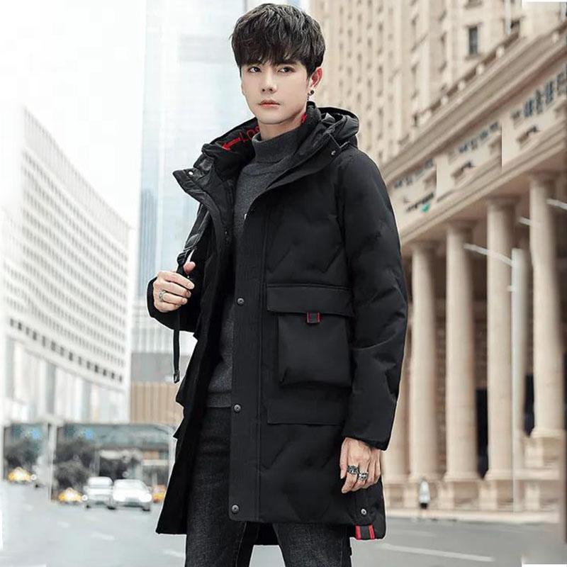 Winter Warm and Handsome Down Jacket Men's Mid-length Fashion Thick White Duck Down Jacket Parka Coat