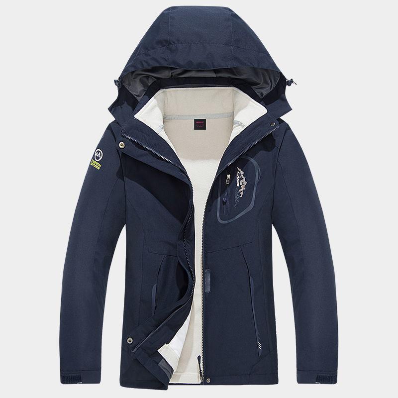 Women's Outdoor Jacket with Detachable Plus Velvet Thickening Two-piece Windproof and Waterproof Ski Jacket Mountain Travel