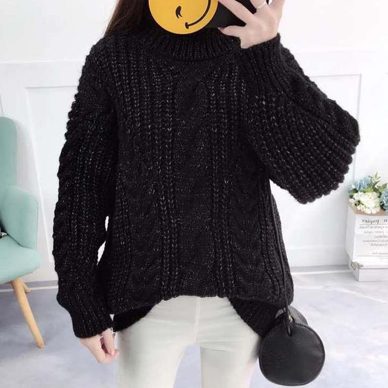 Autumn and Winter Retro Turtleneck Sweater Korean Lantern Sleeve Loose Top Fashion Casual Women Sweater