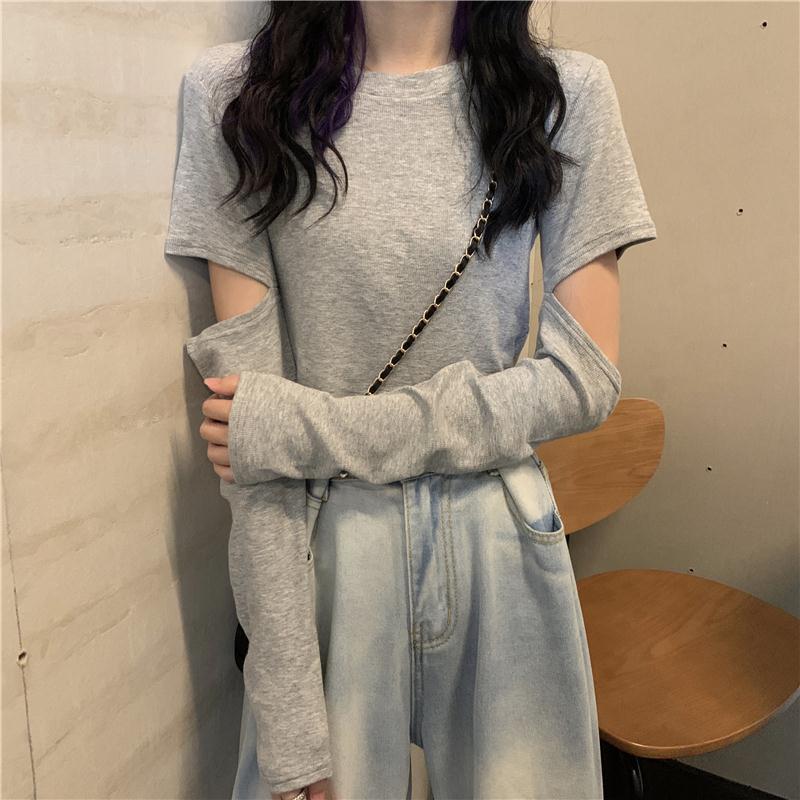 Off Shoulder T Shirt Casual Loose Clothes Tops Pure color Leisure Long Women pullover