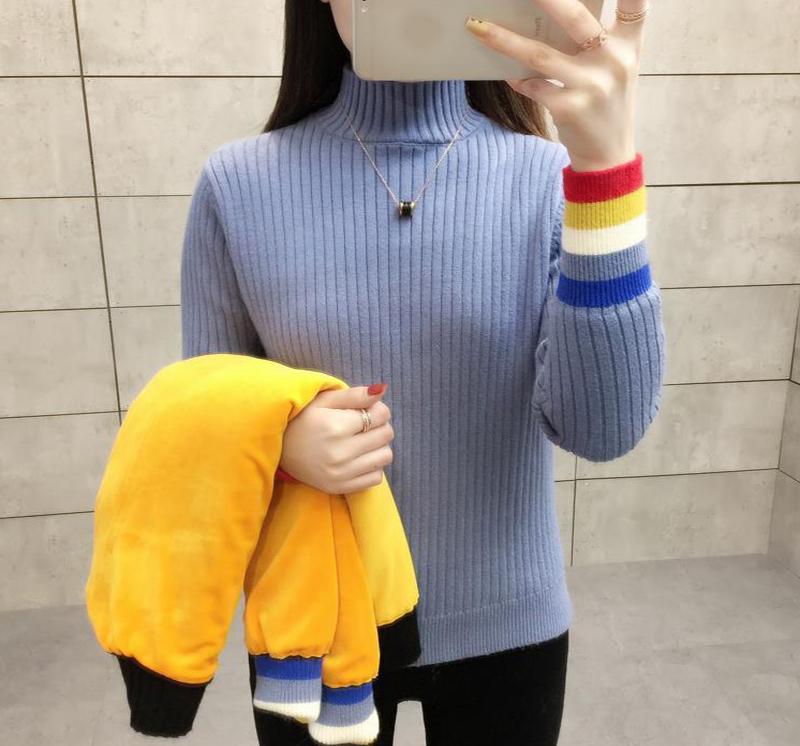 Loose Half High Neck Knitted Bottoming Shirt Thick Warmth Fashion Slim Slim Sexy Female Top