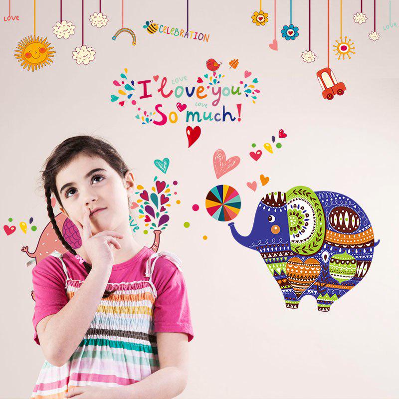 [Wall sticker ]Cartoon Couple Elephant Wall Stickers For Kids Rooms Nursery Boy Girls Lovers Bedroom