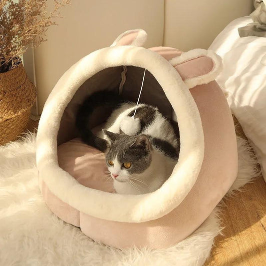 Cat Bed Warm Pet Basket Cozy Kitten Lounger Cushion Cat House Tent Soft Mat Bag