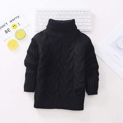 Autumn Winter Children's Sweaters Boys' Round Neck Sweaters Girls' Thickened Bottoming Pullovers Baby Turtleneck Sweaters