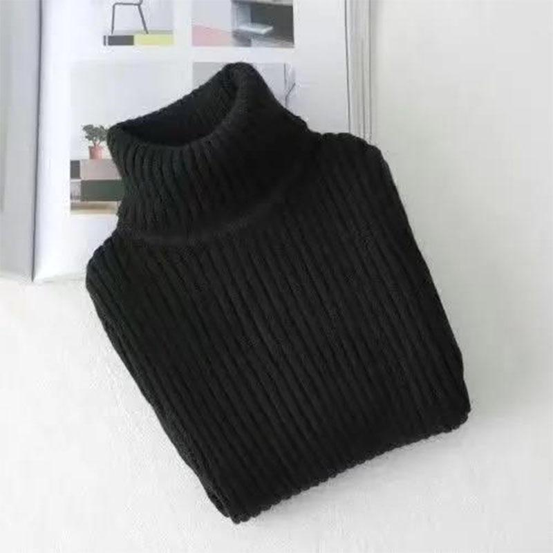 High-neck Knitted Sweater Boys Girls Autumn Winter New Without Velvet Plus Thickening Small Medium Large Children's Bottoming