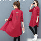 Women's Long-sleeved Striped Shirt Loose Casual Plus Size Mid-length Blouse