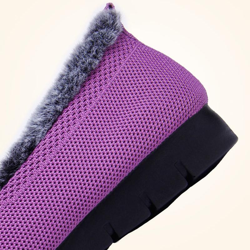Winter Thermal Plush Shoes Women Flat Heel Slip on Loafers Plus Size Slip Resistance Flats Shoes