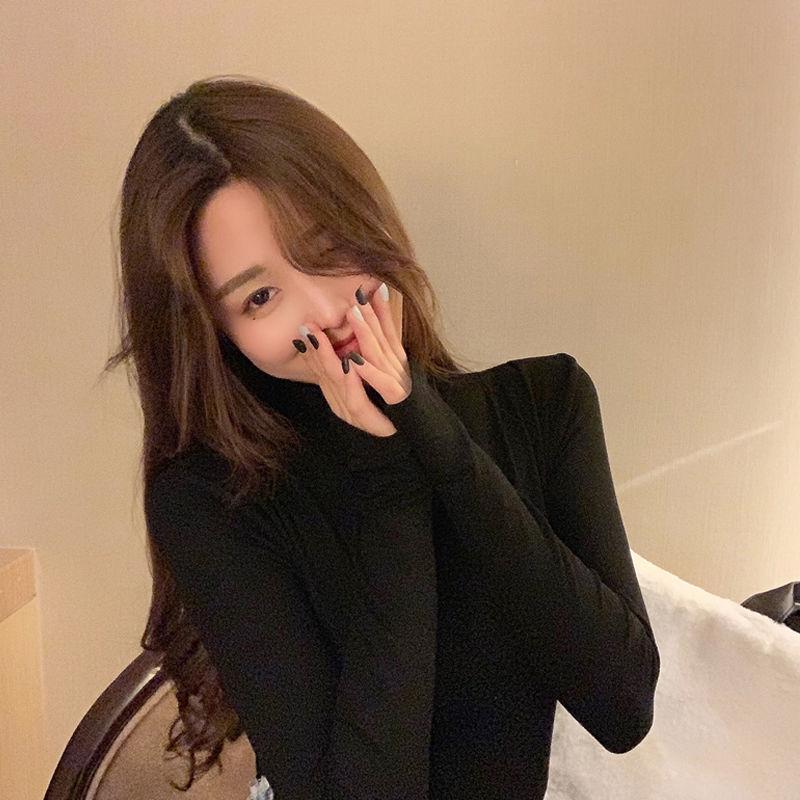 Women's Turtleneck Thick Sweater Decoration Was Thin Bottoming Shirt Ins Winter Plus Velvet