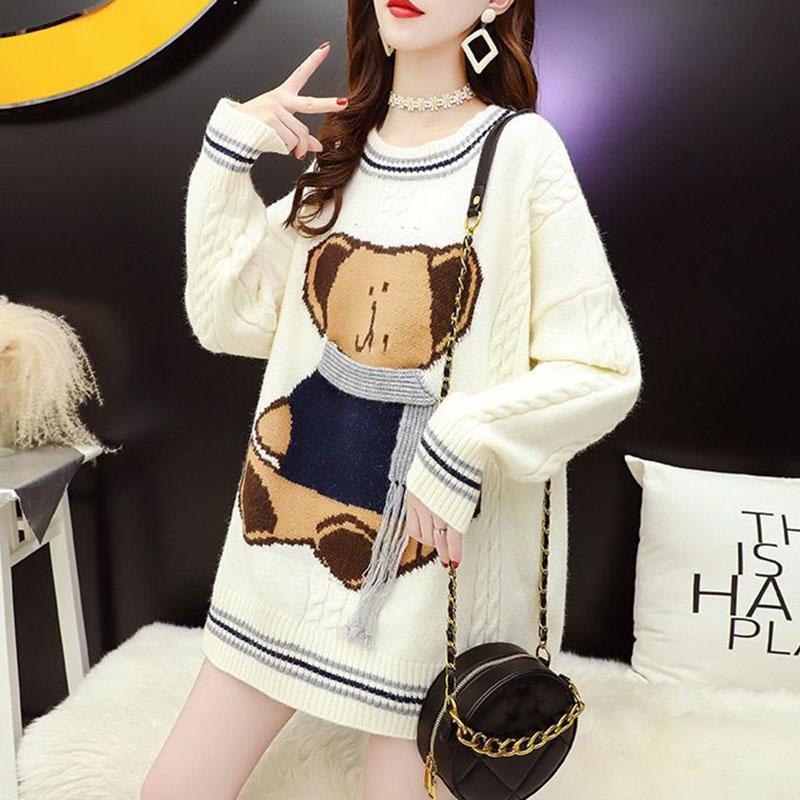Autumn and Winter Loose Casual Sweater College Style Knit Top Long Sleeve Simple Female Top