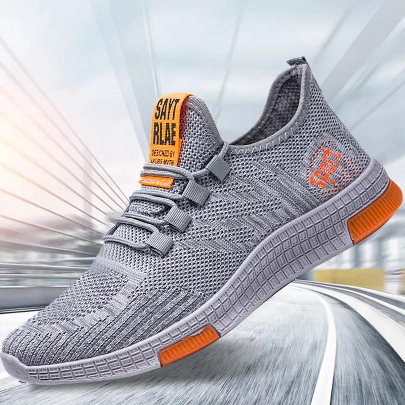 Men's Spring Autumn Large Size Solid Color Lightweight Soft Sole Flat Sports Shoes Breathable Sneakers