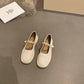 Loafer Shoes Hepburn Style Leather Shoes Women French Retro Mary Jane Shoes Temperament Single Shoes Women's Buckle Leather Shoes