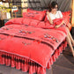 Warm Flannel Four-piece Thick Gold Mink Fleece Bed Skirt Quilt Cover Pillowcase Set Winter Double Bed Supplies