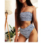 WTEMPO Leopard Printed Strap Bikini Leopard Printed High Waist Split Sexy Swimsuit