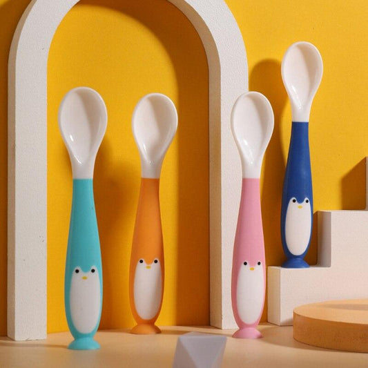 Silicone Spoon for Baby Utensils Set Auxiliary Food Toddler Learn To Eat Training Bendable Soft Fork Infant Children Tableware