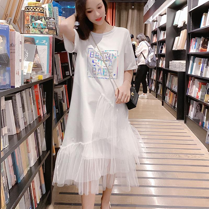 Dress Female Student Korean Version Loose Large Size Net Yarn Fairy Skirt Summer Small Fresh T-shirt Long Dress