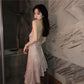 Female V-neck Open Back Sleeveless Glittering Irregular Ruffle Suspender Graceful Party Dress