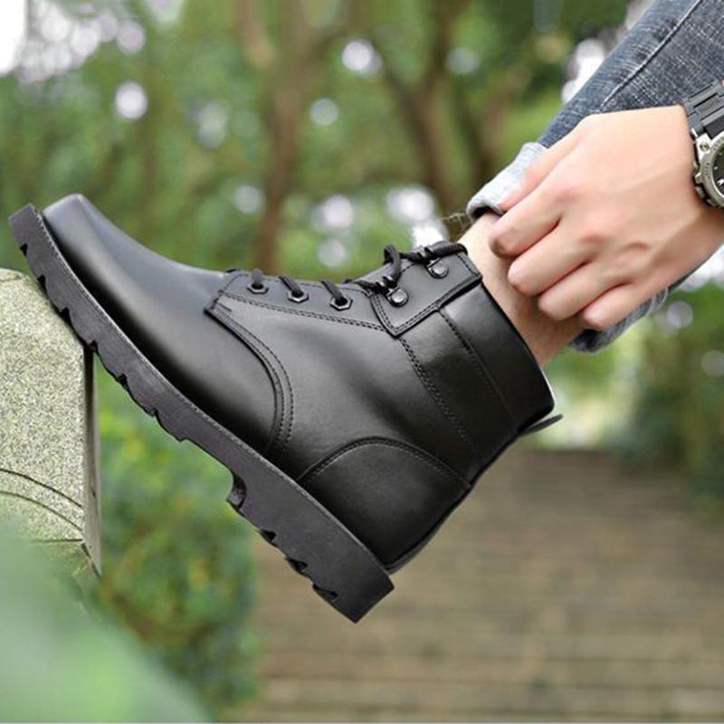 New Faux Leather Boots Winter Cotton Boots for Men and Women Warm Cotton Shoes Combat Boots Non-slip Thick-soled Martin Boots