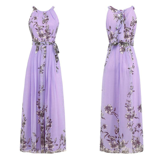 Bohemia Women Floral Spaghetti Strap Dress Long Maxi Dress Beach Party Dress