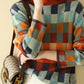 Gorgeous Colorful Checkerboard Knitted Sweater Women Autumn and Winter High-necked Lazy and Thin Outer Wear Plaid Sweater Women