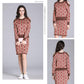 Women's Sweater Skirt Set Vintage Printed Off-shoulder Knitted Sweater Top and Bodycon Knitted Skirt Two-piece Set Female Outfits