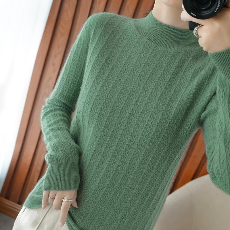 Sweater Women's Half Turtleneck Pullover Knitwear Korean Style Loose Pullover Pure Color Trending Sweater Autumn and Winter Top