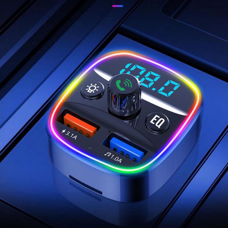 Colorful Lighting Car MP3 Player Car Bluetooth Receiver Dual USB Port Fast Charger Multi-function Charging Tool Car Supplies