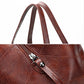 Vintage PU Leather Soft Leather All-match Tote Bag Simple One-shoulder Handbag Multi-layer Casual Lady Messenger Bag