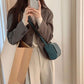 Women's Suit Jacket Korean Style Loose Spring  Autumn British Style Gray Short Suit Small Top